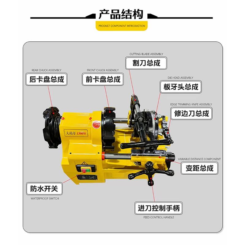 Machine à fileter les tuyaux électriques à double vitesse SQ100, 4 pouces, 15-100mm Machine à fileter les tuyaux électriques à double vitesse SQ100, 4 pouces, 15-100mm