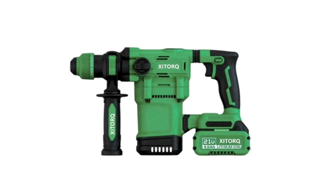 Marteau rotatif sans balais au lithium-ion 21 V — Perceuse/burin/marteau à 3 modes, énergie d'impact 4,5 J